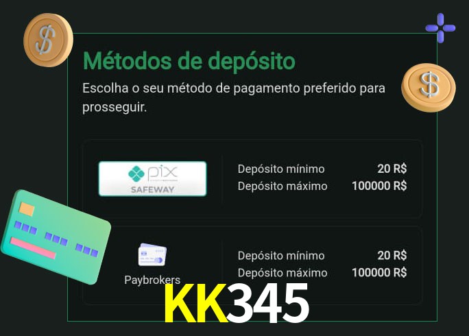 O cassino KK345bet oferece uma grande variedade de métodos de pagamento